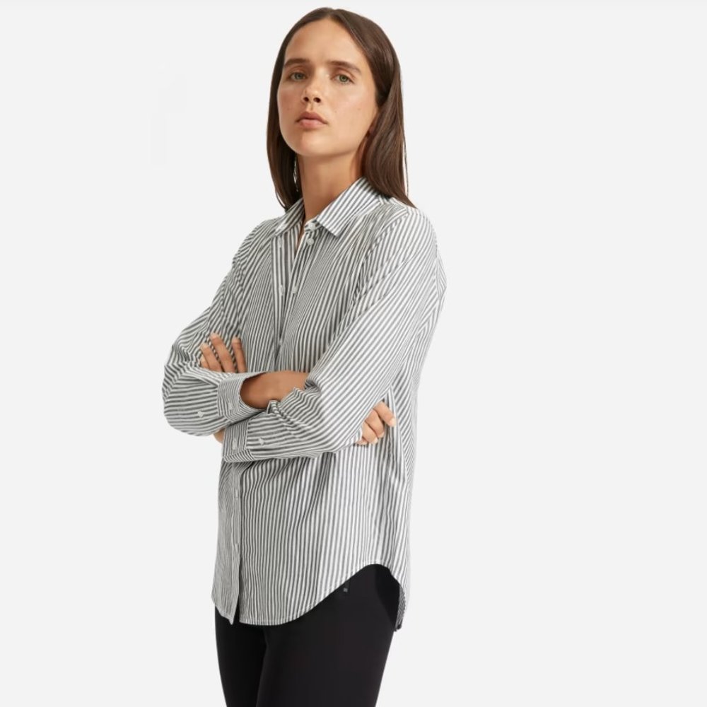 Silky Cotton Relaxed Button Down Shirt